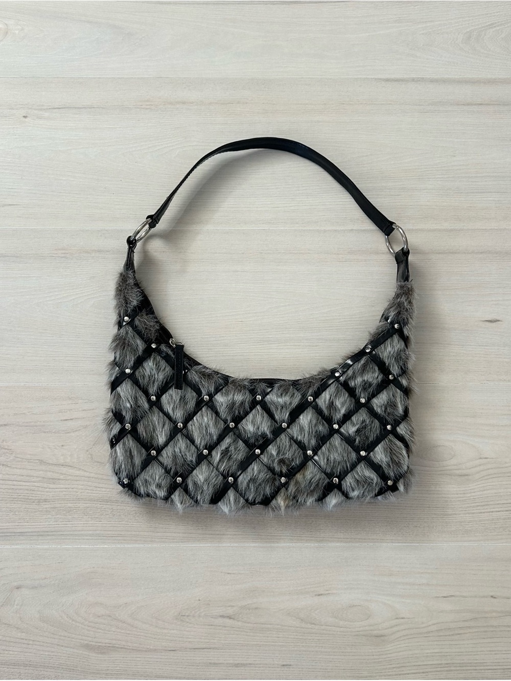fuzzy shoulder bag